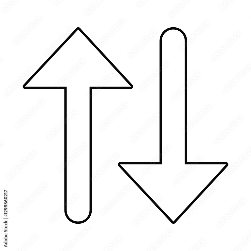 Rounded mini arrows, up-down icon. A small two-way black direction symbol. Isolated on a white background. Rounded mini arrows, up-down icon. A small two-way black direction symbol. Isolated on a white background.