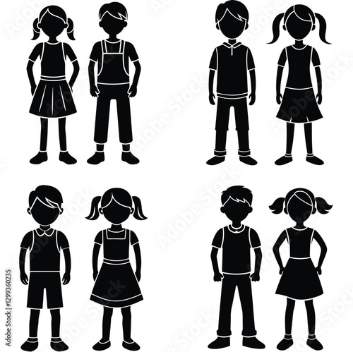 silhouettes of children