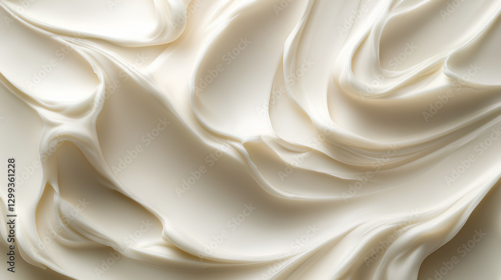 Smooth and creamy white texture with elegant flowing patterns, resembling luxurious skincare cream or whipped cosmetic product, evoking softness and hydration Smooth and creamy white texture with elegant flowing patterns, resembling luxurious skincare cream or whipped cosmetic product, evoking softness and hydration