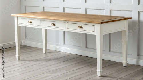 White Console Table with Oa...