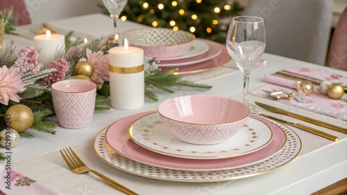 Pink and Gold Christmas Tab...