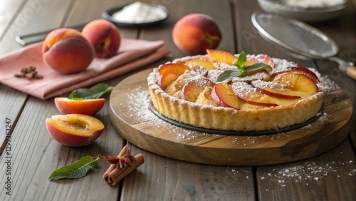 Peach Tart Rustic Compositi...