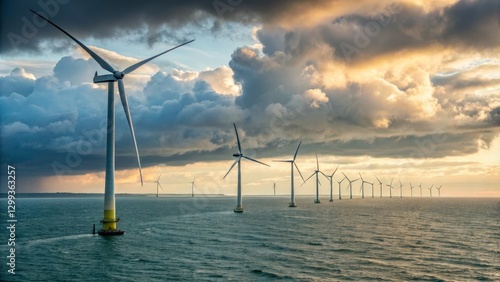 Offshore Wind Farm at Sunse...