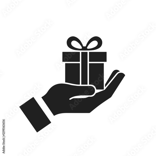  Hand holding a gift box silhouette icon.