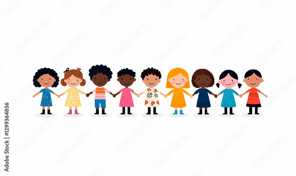 Diverse Children Holding Hands Together in Friendship and Unity Diverse Children Holding Hands Together in Friendship and Unity