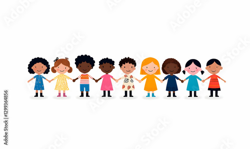 Diverse Children Holding Hands Together in Friendship and Unity