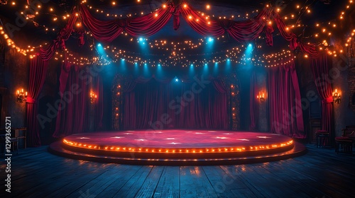 Mesmerizing stage with curtains and lighting high resolution hd design