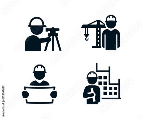 Construction workers icons stock illustration