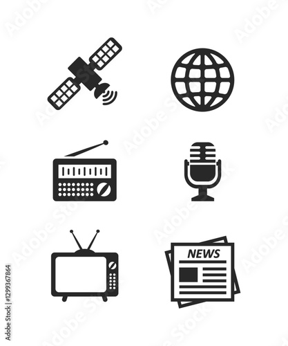 Vector Media Icons set on white background stock illustration