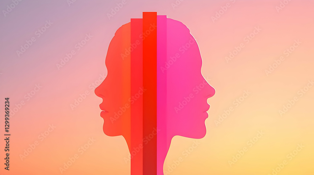Silhouetted Profile Art with Colorful Gradient and Abstract Design Silhouetted Profile Art with Colorful Gradient and Abstract Design