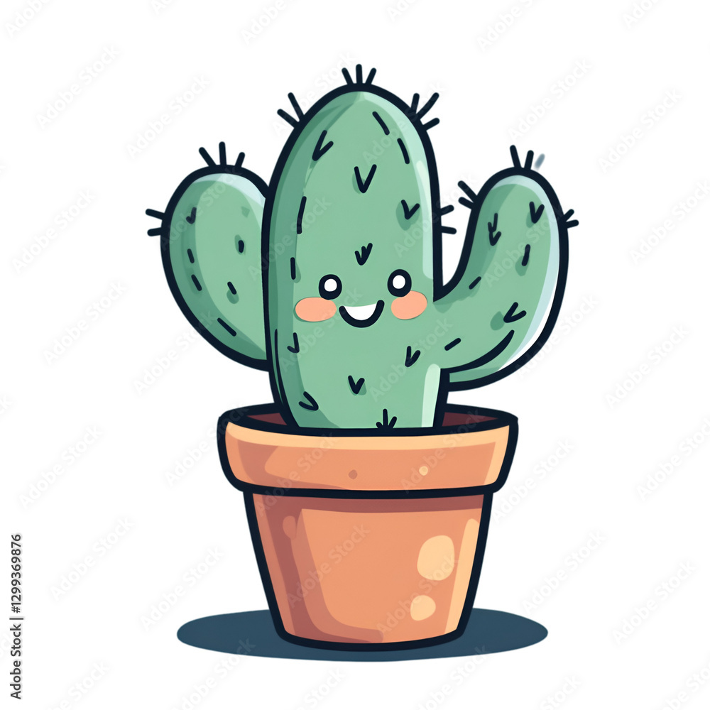 Happy Cactus in Pot Smiling Cute Desert Plant Home Decor Happy Cactus in Pot Smiling Cute Desert Plant Home Decor