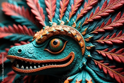 Wallpaper Mural Intricately carved Mayan feather headdress ornament texture, spiritual, sacred, ornament Torontodigital.ca