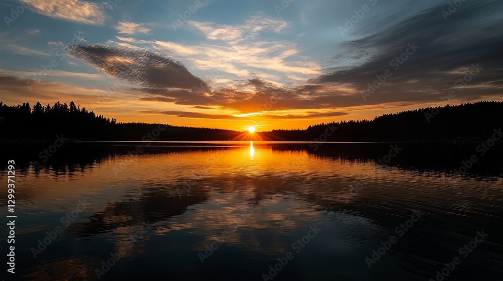 Captivating sunset reflection over tranquil lake nature landscape photography serene environment Captivating sunset reflection over tranquil lake nature landscape photography serene environment
