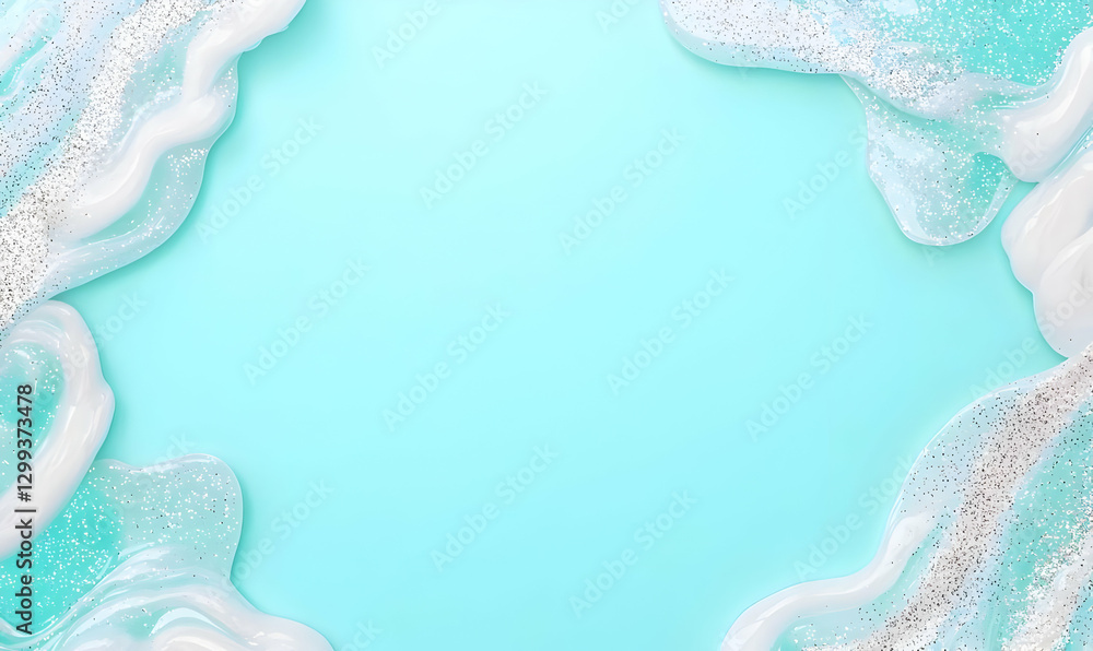 Textured foam and bubbles on a vibrant aqua background Textured foam and bubbles on a vibrant aqua background