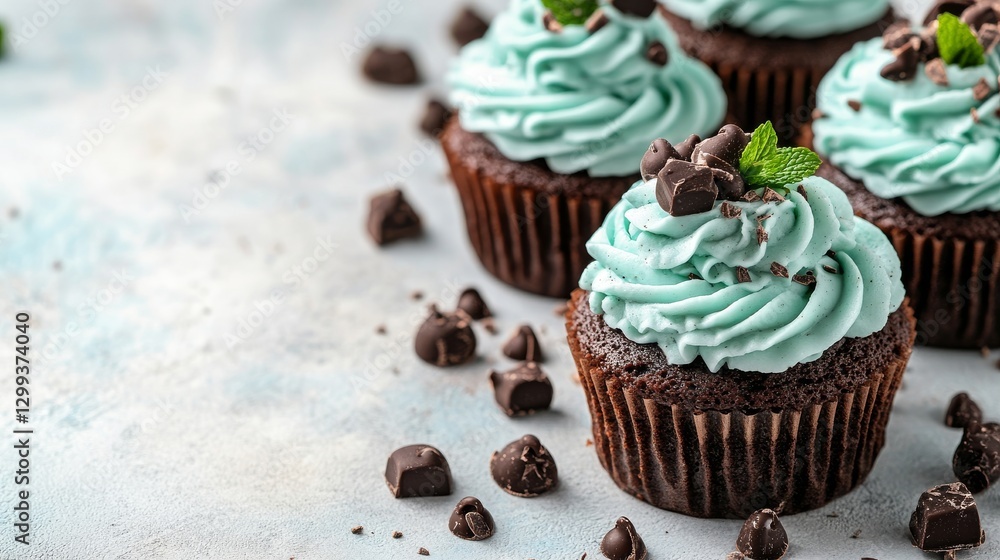 A delectable chocolate cake with cream frosting and mint, showcased on a white background and adorned with chocolate pieces A delectable chocolate cake with cream frosting and mint, showcased on a white background and adorned with chocolate pieces