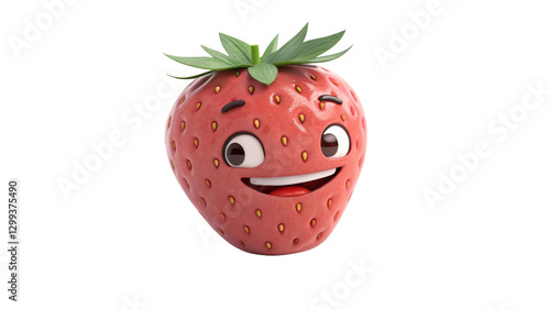 Smiling 3D Strawberry Carto...
