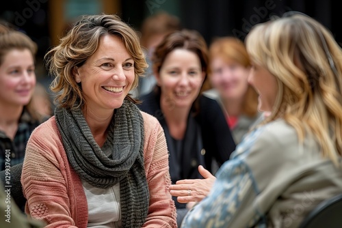 Photo of Friends in a Supportive Circle Smiling and Interacting with Each Other photo