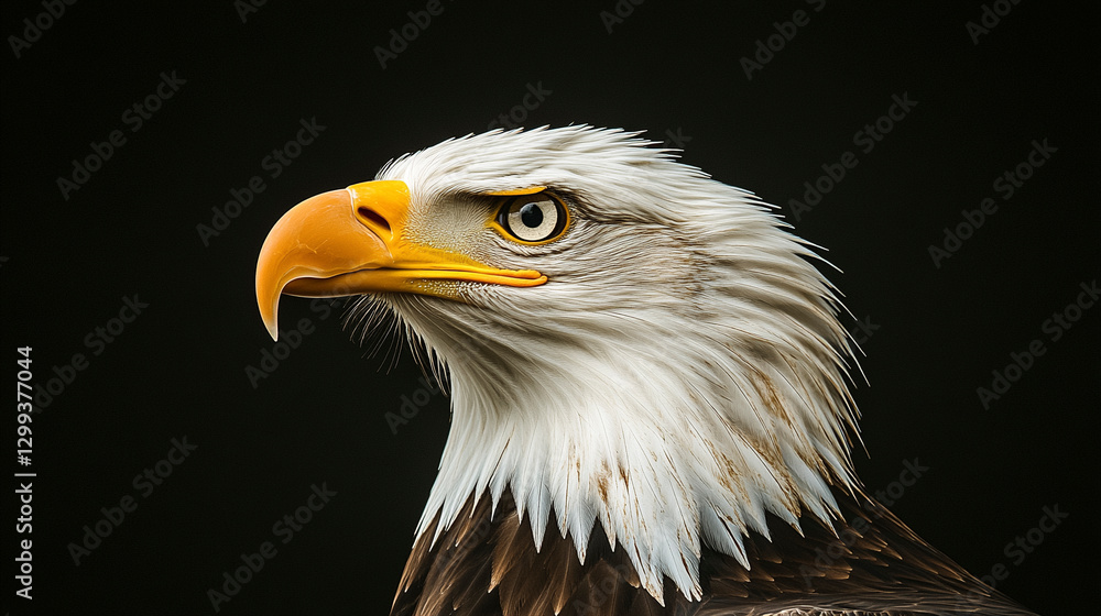 Obraz premium Majestic Eagle Headshot Highlighting Sharp Beak and Feathers 