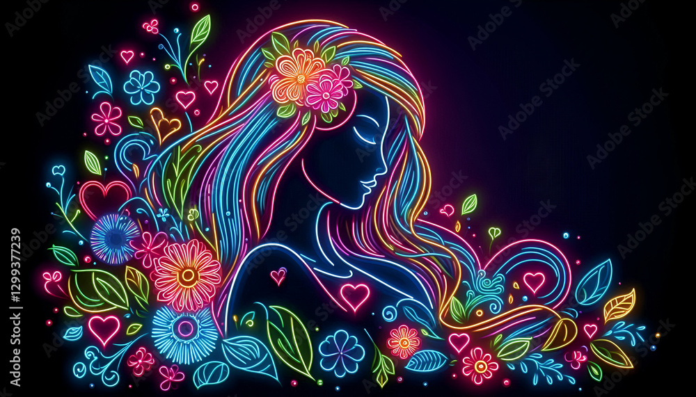 Fototapeta premium Illustration Neon Woman 
