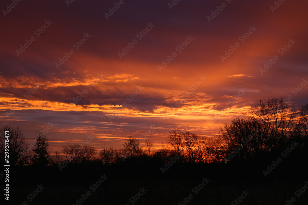 A vibrant sunset in the Missouri Ozarks. A vibrant sunset in the Missouri Ozarks.