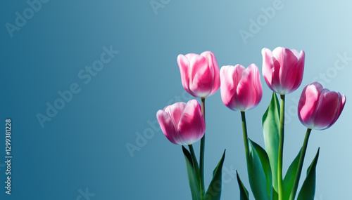 Pink Tulips on Pastel Background for Women's Day and Celebrations. Copy space