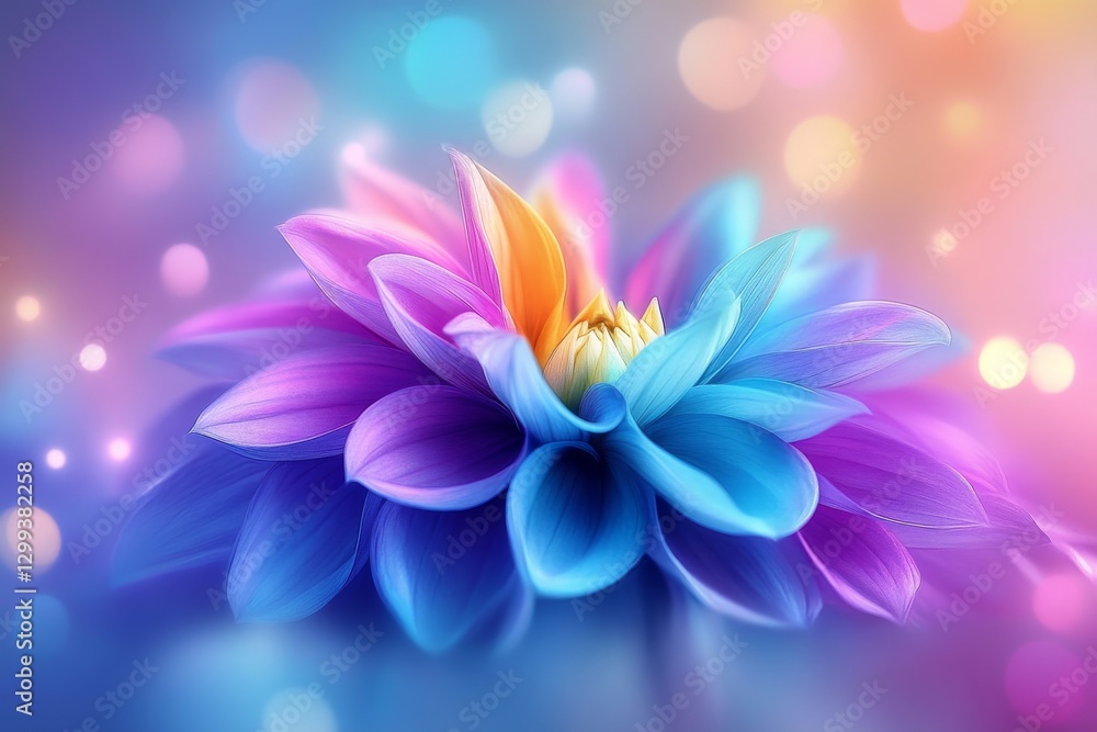 A magnificent tropical flower, featuring bright shades and elaborate petals, artfully blurred in the background, making it ideal for botanical prints and nature-themed designs A magnificent tropical flower, featuring bright shades and elaborate petals, artfully blurred in the background, making it ideal for botanical prints and nature-themed designs