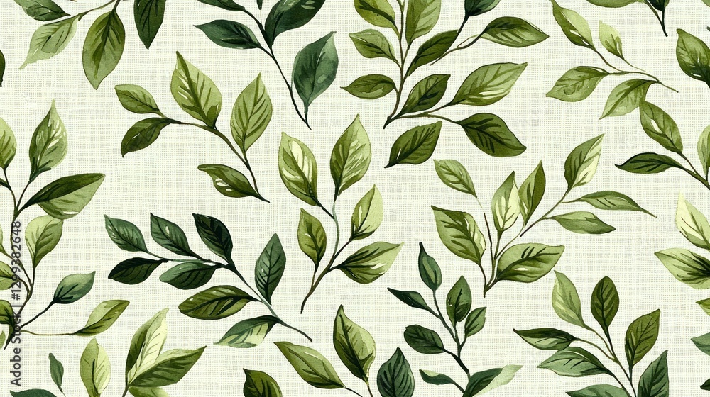 Fototapeta premium Green leaves pattern with a bright background, nature illustration for prints