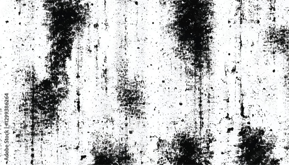 Fototapeta premium Grunge black and white seamless pattern. Monochrome abstract texture. Background of cracks, scuffs, chips, stains, ink spots, lines. Grunge pattern.