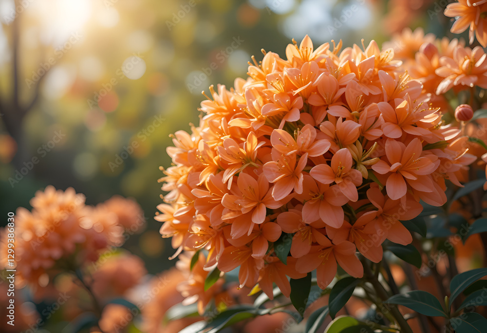 beautiful blossoming orange flowers garden. close up. Ai generated