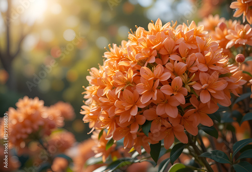 beautiful blossoming orange flowers garden. close up. Ai generated