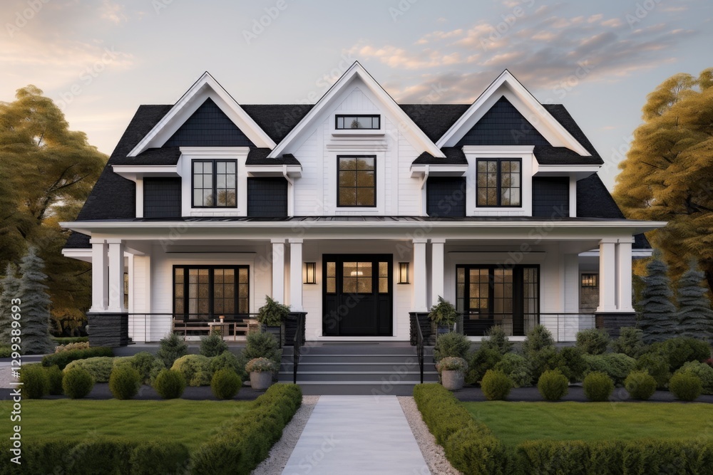Exterior of a traditional modern contemporary American house Exterior of a traditional modern contemporary American house