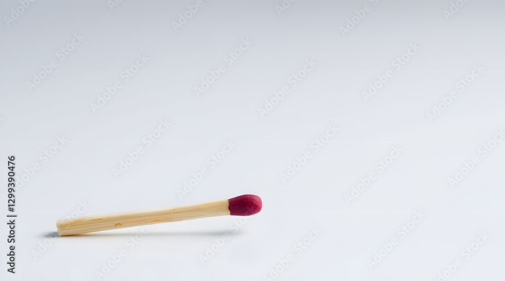 A single wooden matchstick with a red tip, symbolizing simplicity and minimalism, perfect for creative concepts and everyday objects. A single wooden matchstick with a red tip, symbolizing simplicity and minimalism, perfect for creative concepts and everyday objects.