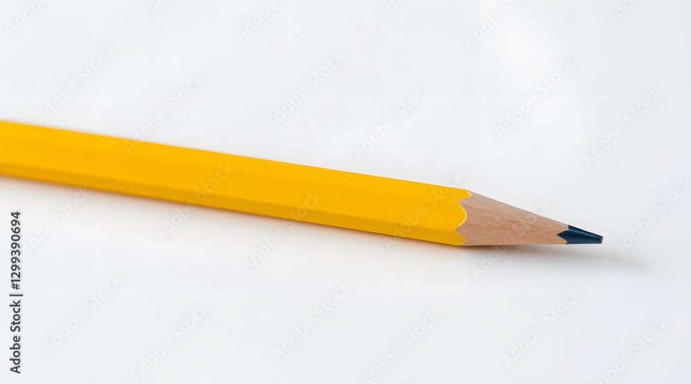 A vibrant yellow pencil with a sharp point on a clean white background, ideal for writing and sketching. A vibrant yellow pencil with a sharp point on a clean white background, ideal for writing and sketching.