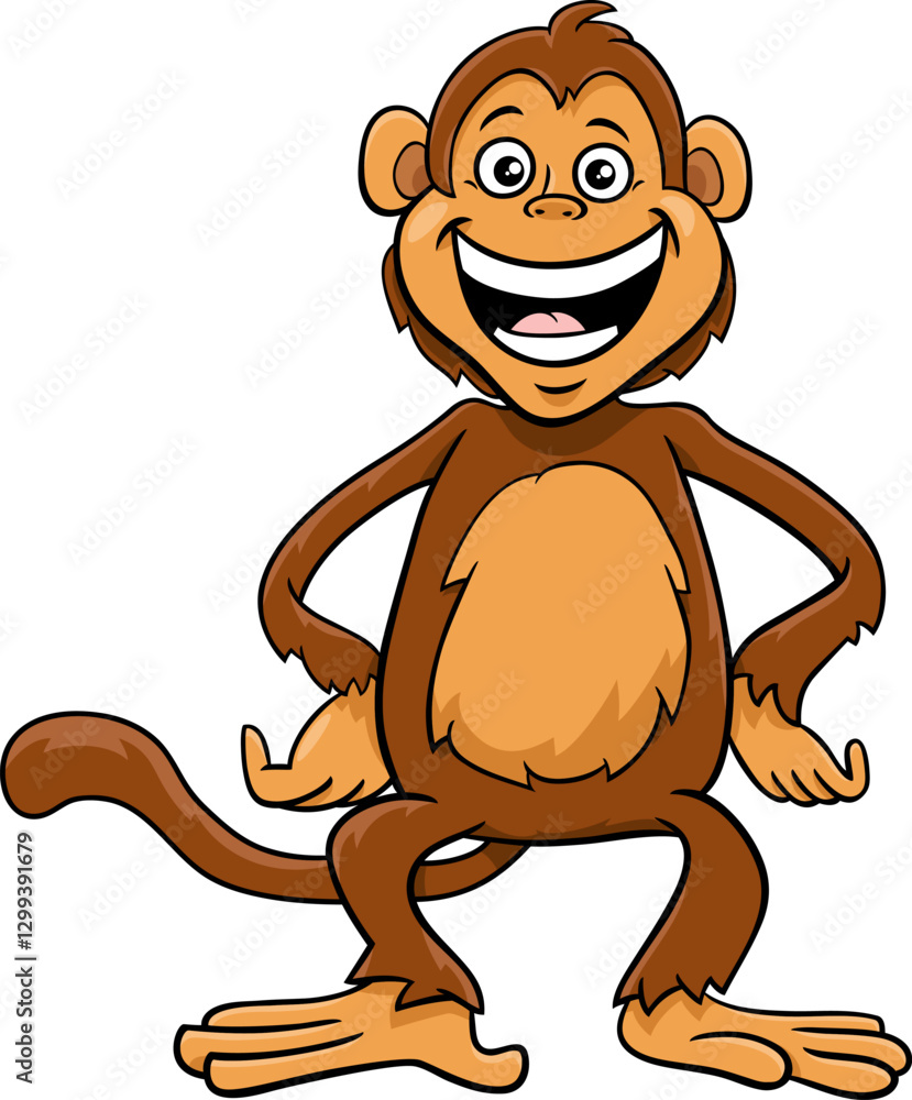 happy cartoon monkey animal character