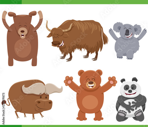 Obraz na płótnie happy cartoon wild animal characters set w salonie