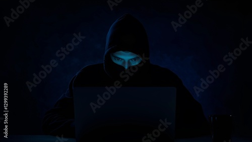 Cybercriminal in the Dark – Hooded Hacker Stealing Data Online