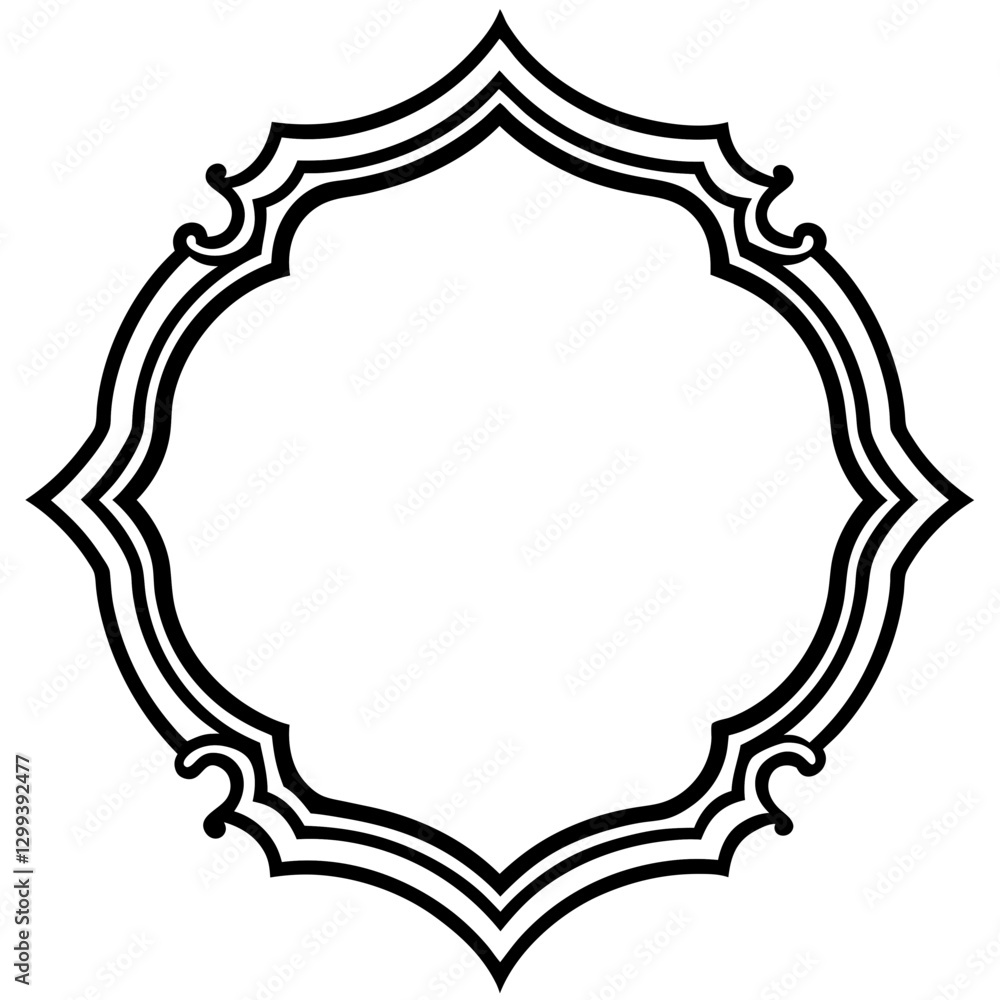 an empty ornate picture frame ready to hold a cherished image or artwork. It is a classic shape with an intricate design vector illustration
