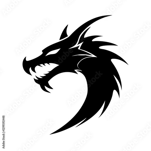 Wallpaper Mural a black dragon head silhouette with an open mouth, with sharp teeth and a spiky mane. Its a symbol of power and strength vector illustration Torontodigital.ca
