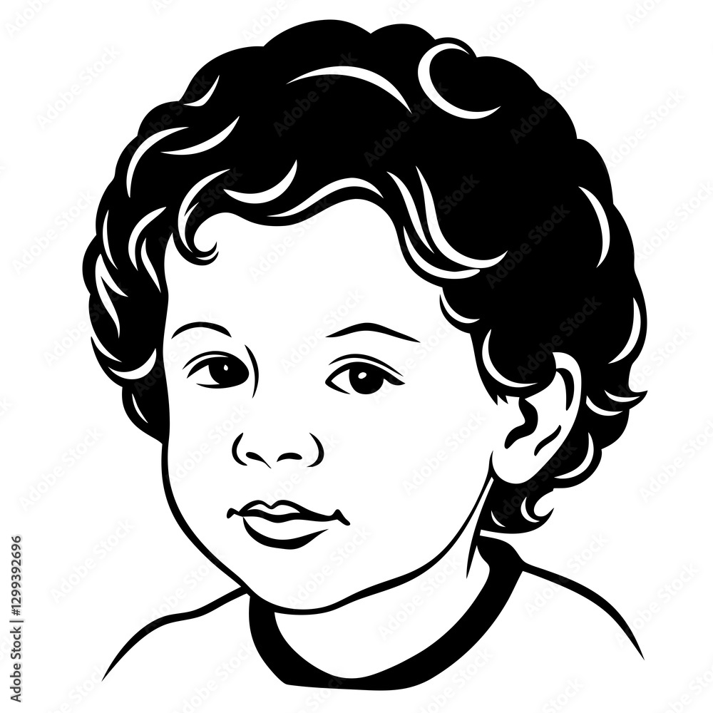 an adorable cartoon illustration of a young child with curly hair vector illustration an adorable cartoon illustration of a young child with curly hair vector illustration