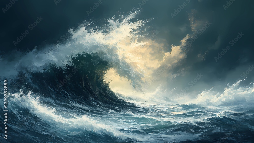 Dramatic Stormy Ocean – Powerful Waves Crashing Under a Dark Sky Dramatic Stormy Ocean – Powerful Waves Crashing Under a Dark Sky