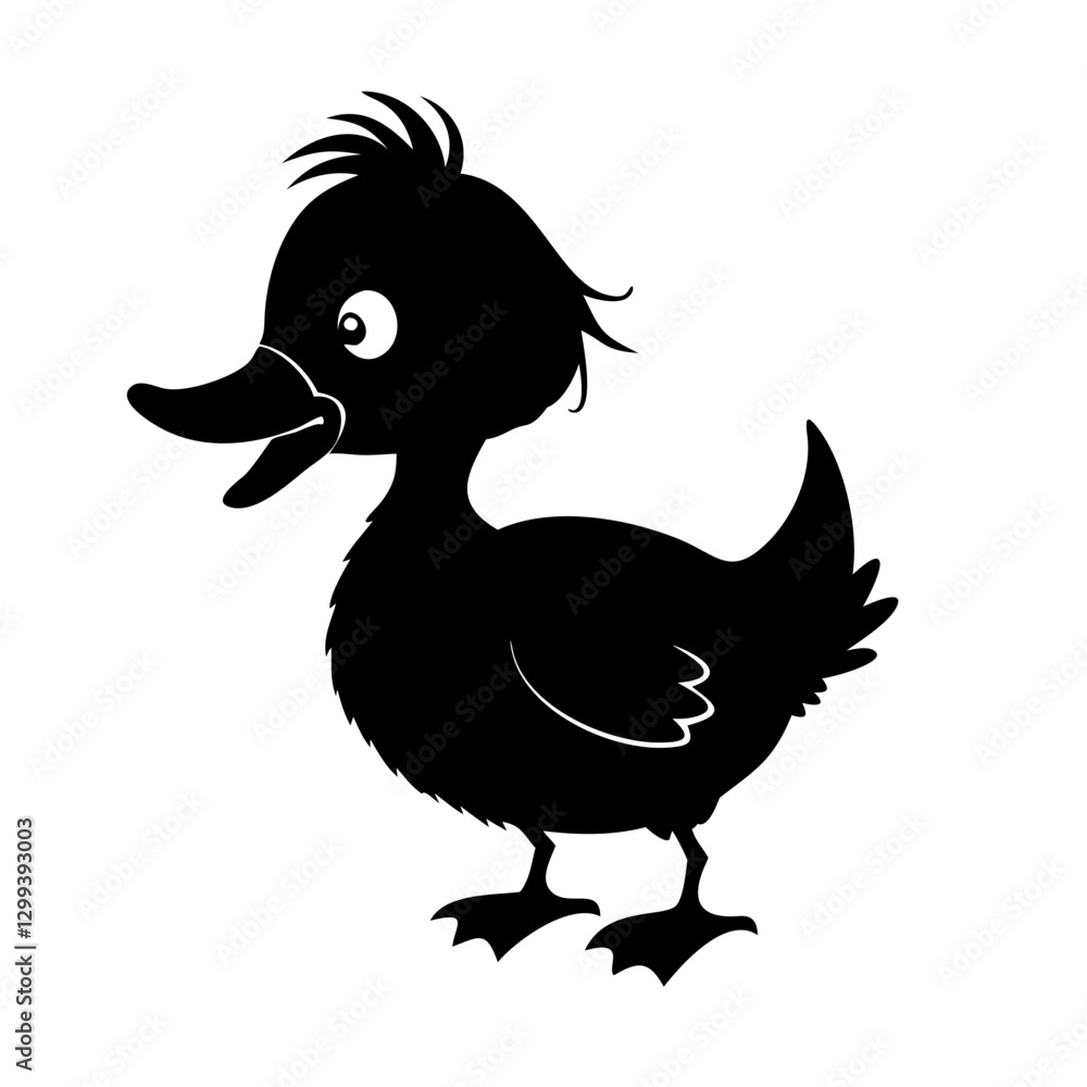 Fototapeta premium a black duckling in a friendly pose with a cute smile vector illustration
