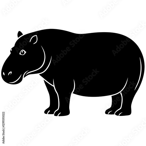 a silhouette of a hippopotamus standing with a minimalistic style vector illustration