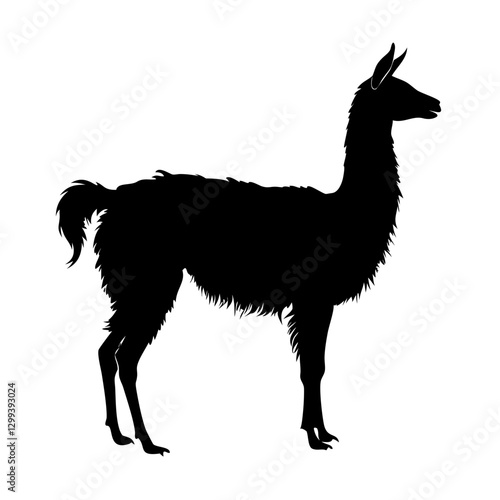 a silhouette of a llama standing and facing to the left, featuring a clear outline and shape vector illustration