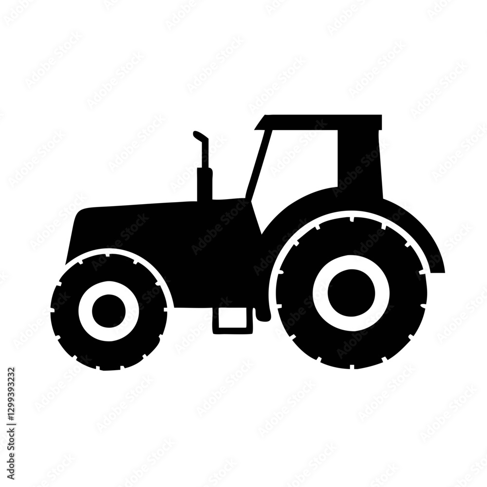 Obraz premium an illustration of a black tractor, agricultural transportation, vector illustration