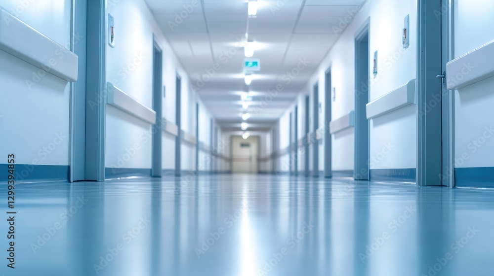 Obraz premium Long hospital corridor, sterile and clean.