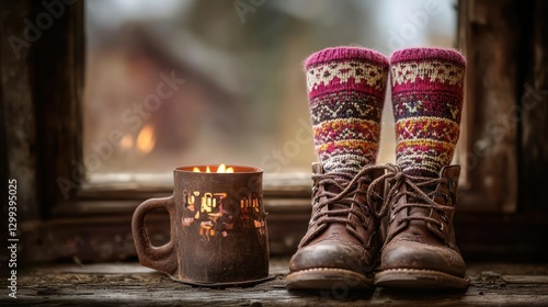 Wallpaper Mural Cozy boots & socks by window Torontodigital.ca