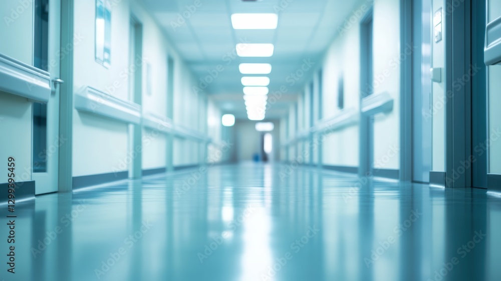 Obraz premium Long, sterile hospital corridor.