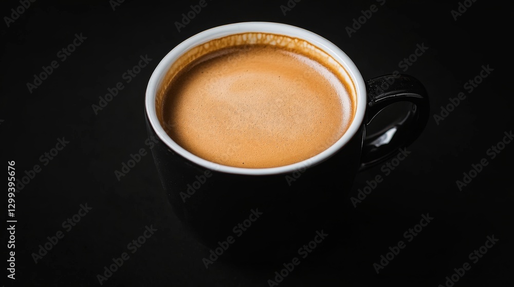 Fototapeta premium Espresso in Black Cup, Close-up