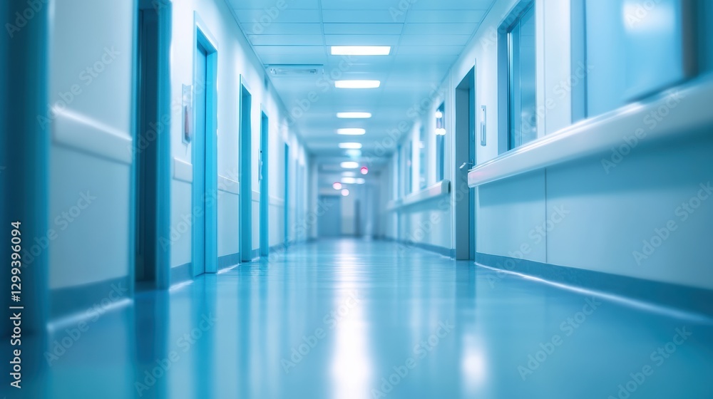 Empty hospital corridor, sterile and calm. Empty hospital corridor, sterile and calm.
