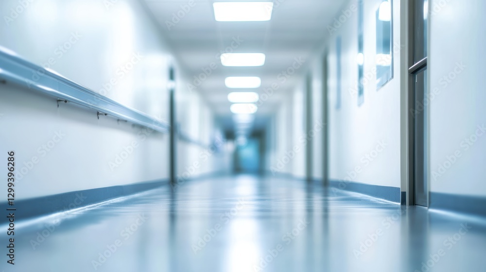 Fototapeta premium Empty hospital hallway, sterile and clean.
